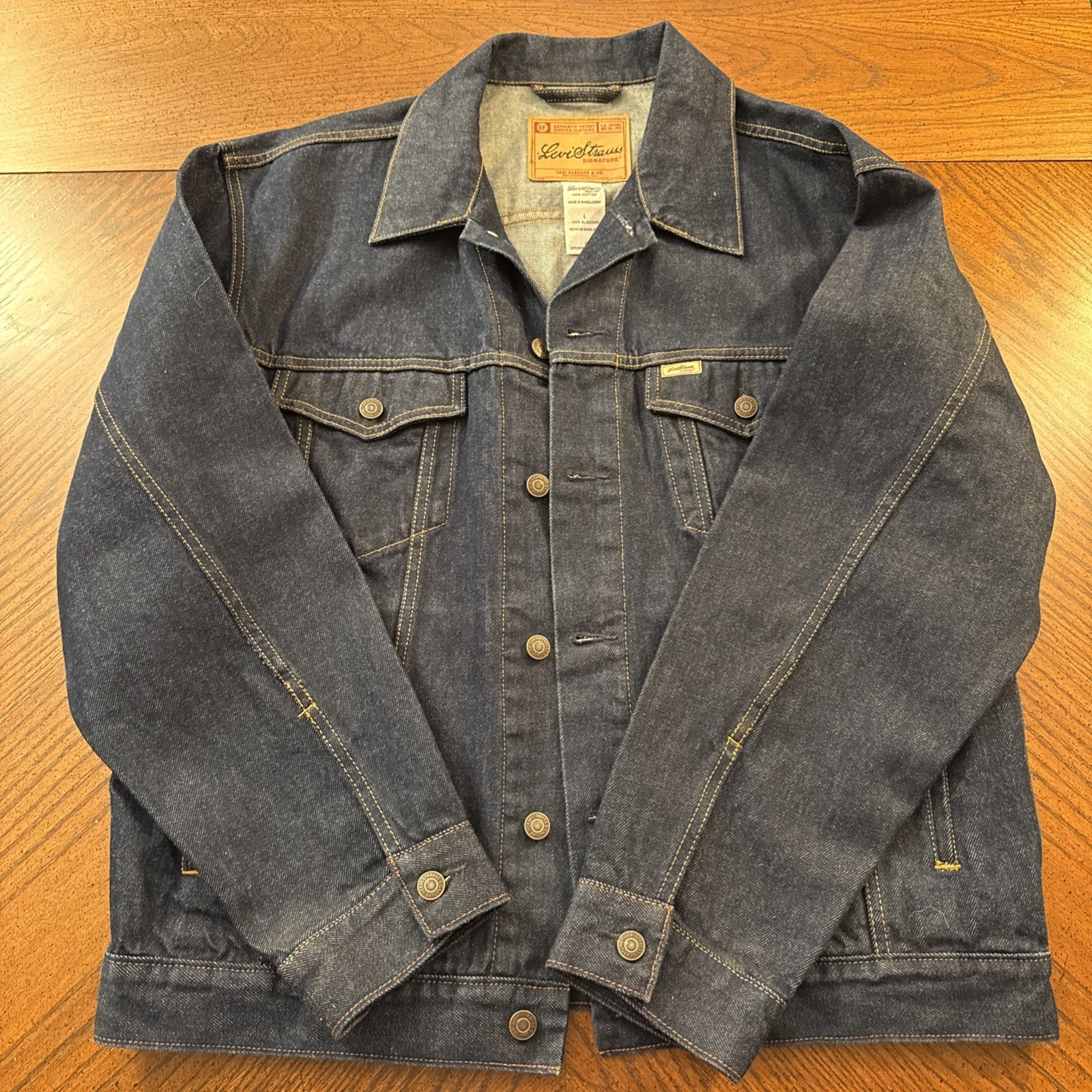 Levi Strauss Signature Jean Jacket Size Large Nice Pre Owned Darker Denim