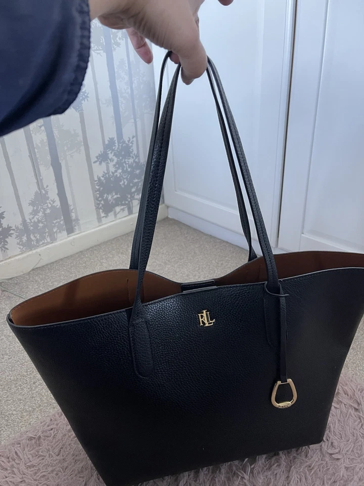 Ralph Lauren Large Black Tote Bag Leather Laptop - Image 4 of 4