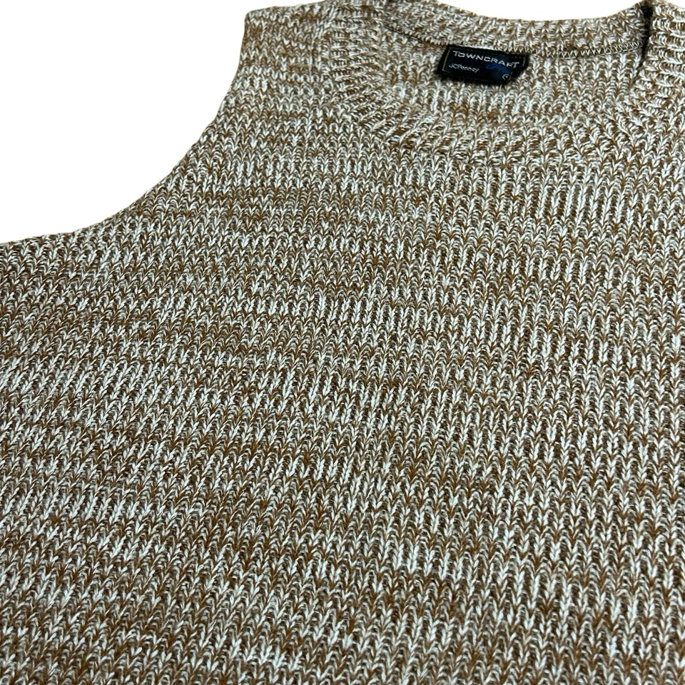 1970s Retro Grandpacore Space Dye Brown Sweater Vest Men’s S 34-40 Inch Chest - Image 3 of 4