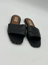 Valentino Women’s Sz 36 US 5.5-6 Black Leather Rockstud Slide Flat Sandal Shoes