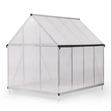 6x8ft Polycarbonate Greenhouse: Walk-in Garden Hot House