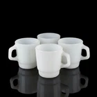 💠 Fire King White Stackable Milk Glass Mugs — Set of 4 — Vintage