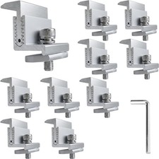 Solar Panel End Clamps 10-Pack - Adjustable 32-50mm Aluminum Mounting Brackets f