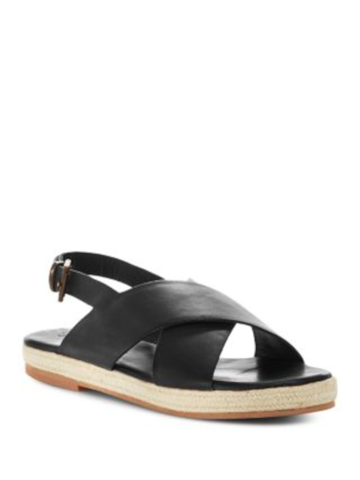 ST. AGNI Womens Black Cross Strap Slingback Basque Platform Espadrille Shoes 35