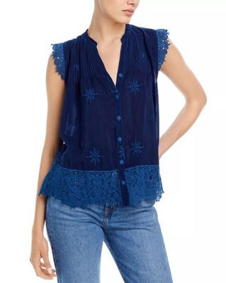 Johnny Was Zahyra Firefly Glow Blouse Blue XS