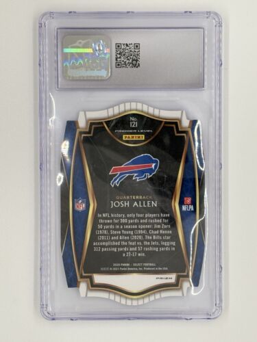 Josh Allen 2020 Panini Select Football Card #121 Blue Die-Cut Prizm CSG 9 Bills - Picture 2 of 2