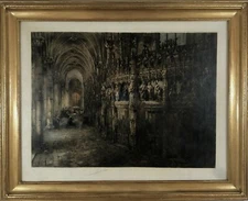 Camille Arthur Fonce (French 1867-1937) AMIENS CATHEDRAL DRYPOINT AQUATINT PRINT