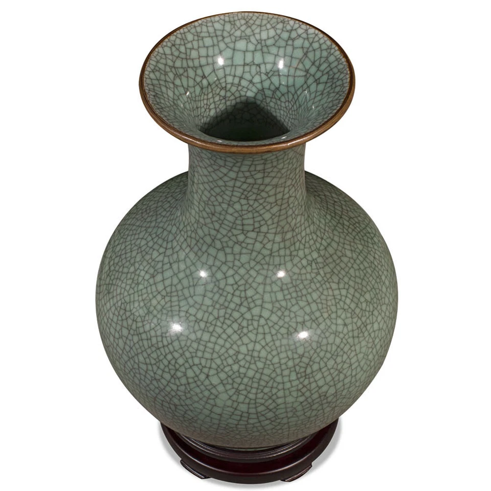US Seller - Crackle Celadon Porcelain Chinese Song Dynasty Vase - Image 2 of 3