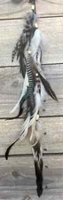 20" Long Feather Hair Extension Feather Hair Clip White and Black Grizzly Barred