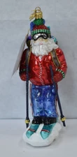 Huras Family Santa Skiing Christmas Ornament Tree Decoration Glass Colorful