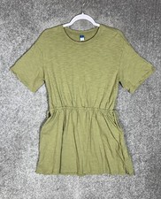 Old Navy Short Sleeve Drawstring Waist Shirt Dress Women Size Large Green Cotton