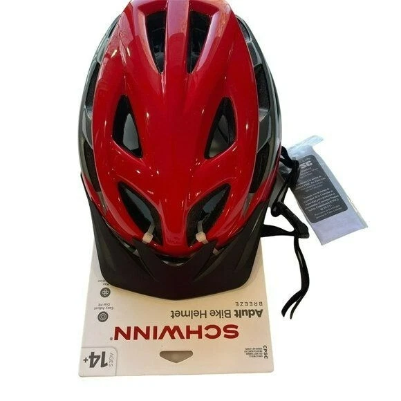 Schwinn Breeze Adult Bike Helmet Red Dial Fit Air Vents Adjustable Visor Age 14