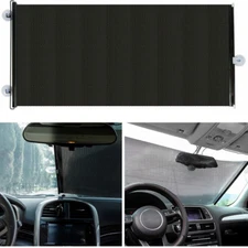 Front Car Retractable Windshield Sun Shade Window Folding Black Visor Cover