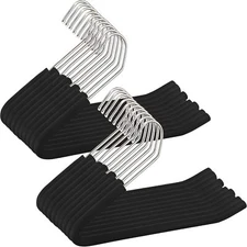 20PCS Open Ended Padded Pants Hangers Non Slip Chrome Metal Hangers Black