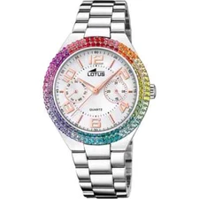 Lotus Bliss 189071 Womens Rainbow Crystal White Analog Dial Chrono Wristwatch