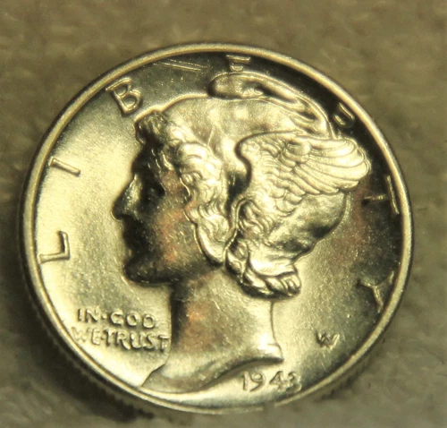 1943D mercury dime uncirculated full bands