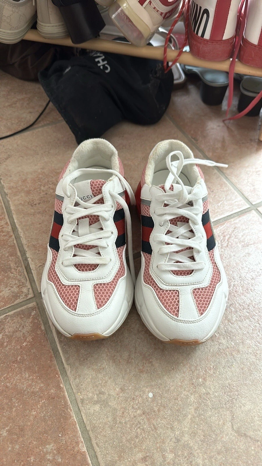 Taille 6   Gucci GG blanc rose W