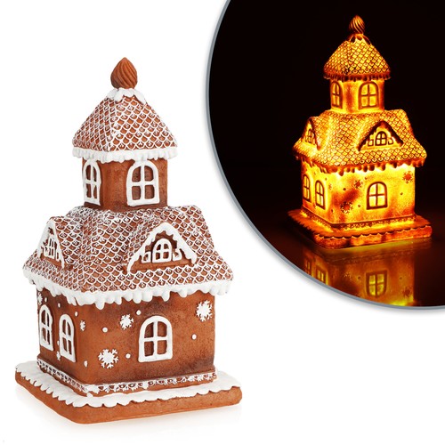 Lichthaus aus Kunststoff, Lebkuchenhaus mit Beleuchtung, Weihnachtsdekoration - Bild 3 von 7