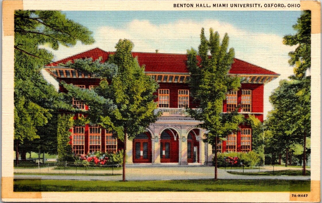 Postcard Benton Hall Miami University Oxford Ohio