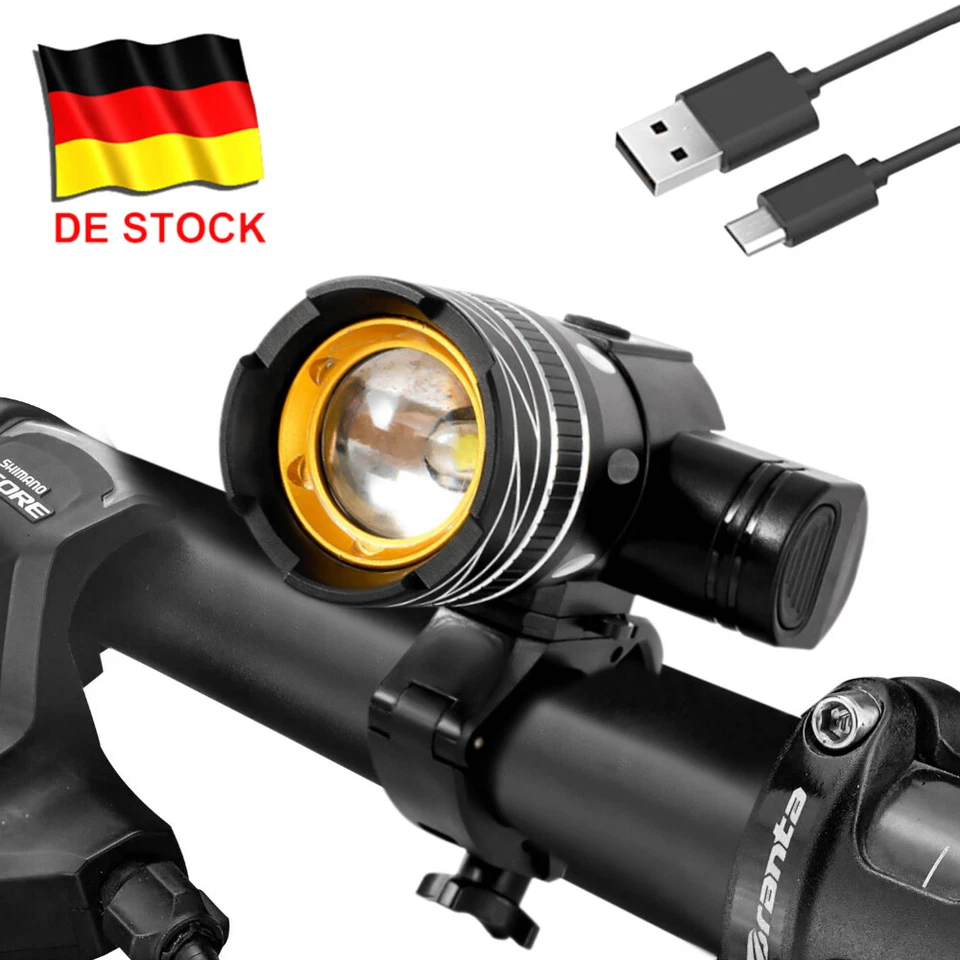 40000LM LED Fahrradlampe Scheinwerfer USB Akku Fahrradlicht Lampe Waterproof NEU