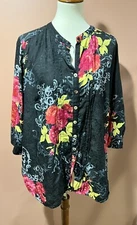 citron poeme silk Cotton Blend floral tunic blouse top size 1X
