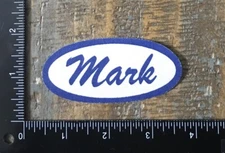 MARK Name Tag Work Shirt Job Uniform Badge Silk Screen Iron-On Patch Matte