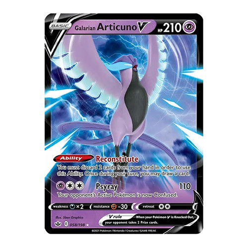 Galarian Articuno V Ultra Rare Chilling Reign Pokmon Card Mint Condition |  eBay