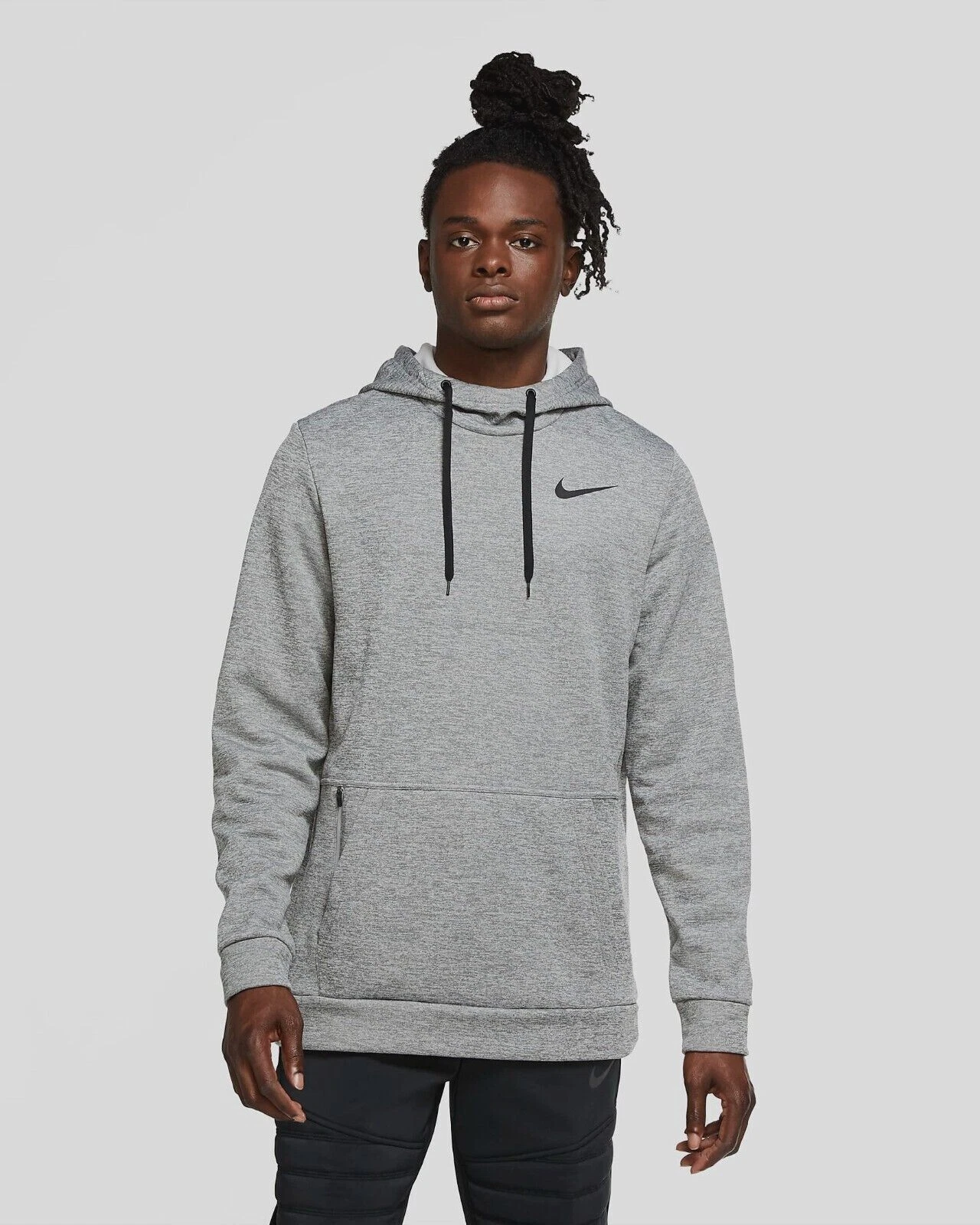 NEW MEN’S NIKE THERMA-FIT DRI-FIT PULLOVER HOODIE SWEATSHIRT! GRAY HEATHER BLACK