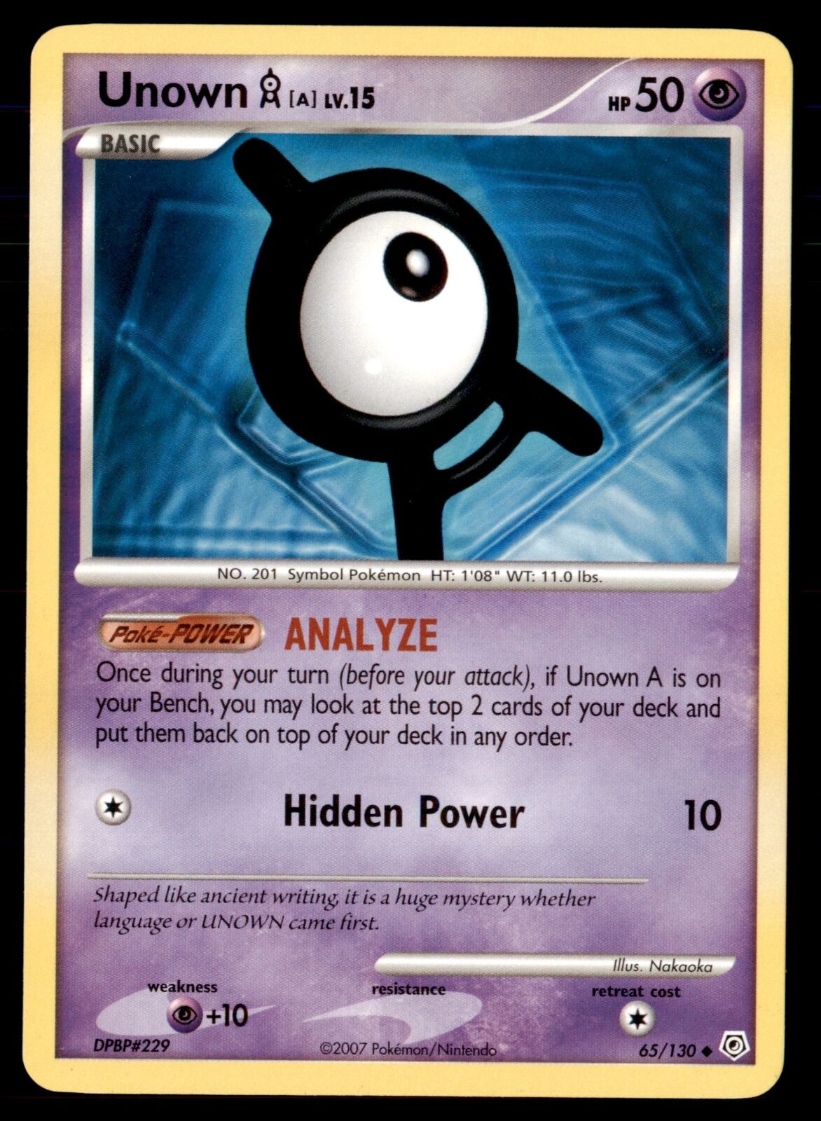 Unown X 71/132 Diamond & Pearl Uncommon Reverse Holo Pokemon Card Near