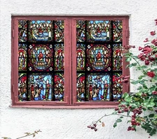 3D Red Round A855 Window Film Print Sticker Cling Stained Glass UV Zoe