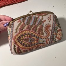 Morris Moskowitz Genuine Leather Clutch Wallet Paisley Multicolor Vintage
