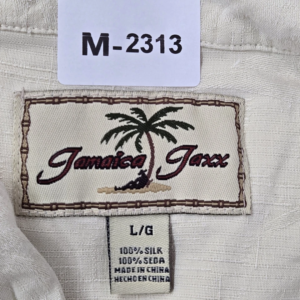 Рубашка мужская Jamaica Jaxx на пуговицах L бежевая 100% шелк повседневный воротник с коротким рукавом - Изображение 2 из 4