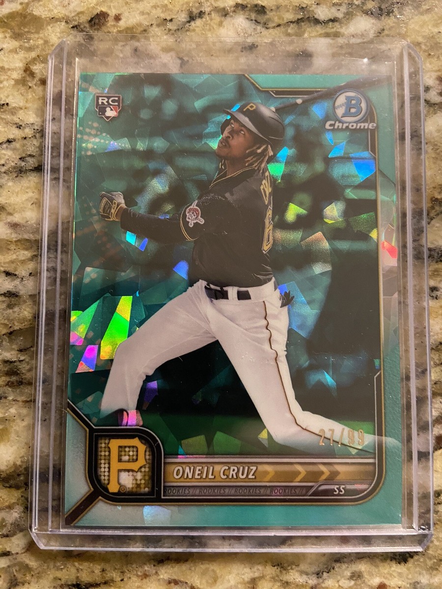 2022 Bowman Chrome Sapphire Oneil Cruz Aqua Refractor Parallel 27 