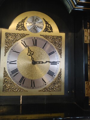 Rare Tempus Fugit Chinoiserie Black Gold Grandfather Clock 16