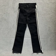 Mother Jeans Womens 26 Black The Insider Crop Step Fray Guilty Racer Denim