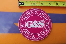 G&S Gordon Smith Surf Wear Clothing Red White 80's V23B Vintage Surfing STICKER