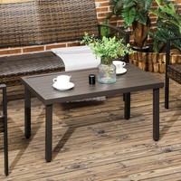 Outsunny Couchtisch, Gartentisch Mit Holzoptik, Kaffeetisch FüR Balkon, Stahl