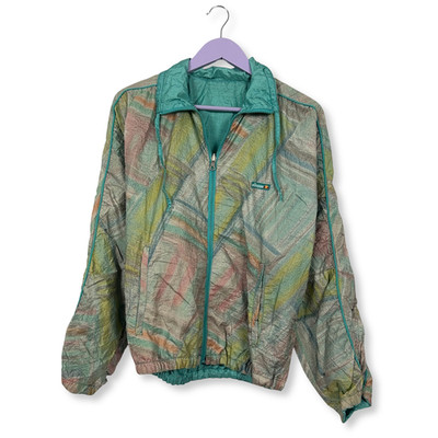 Ellesse Vintage Double Face Windjacke wassergrün gemustert - Größe M u