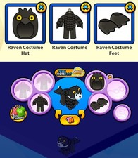 2021 Webkinz 3-pc HALLOWEEN COSTUME Clothing: Raven Hat & Costume & Feet