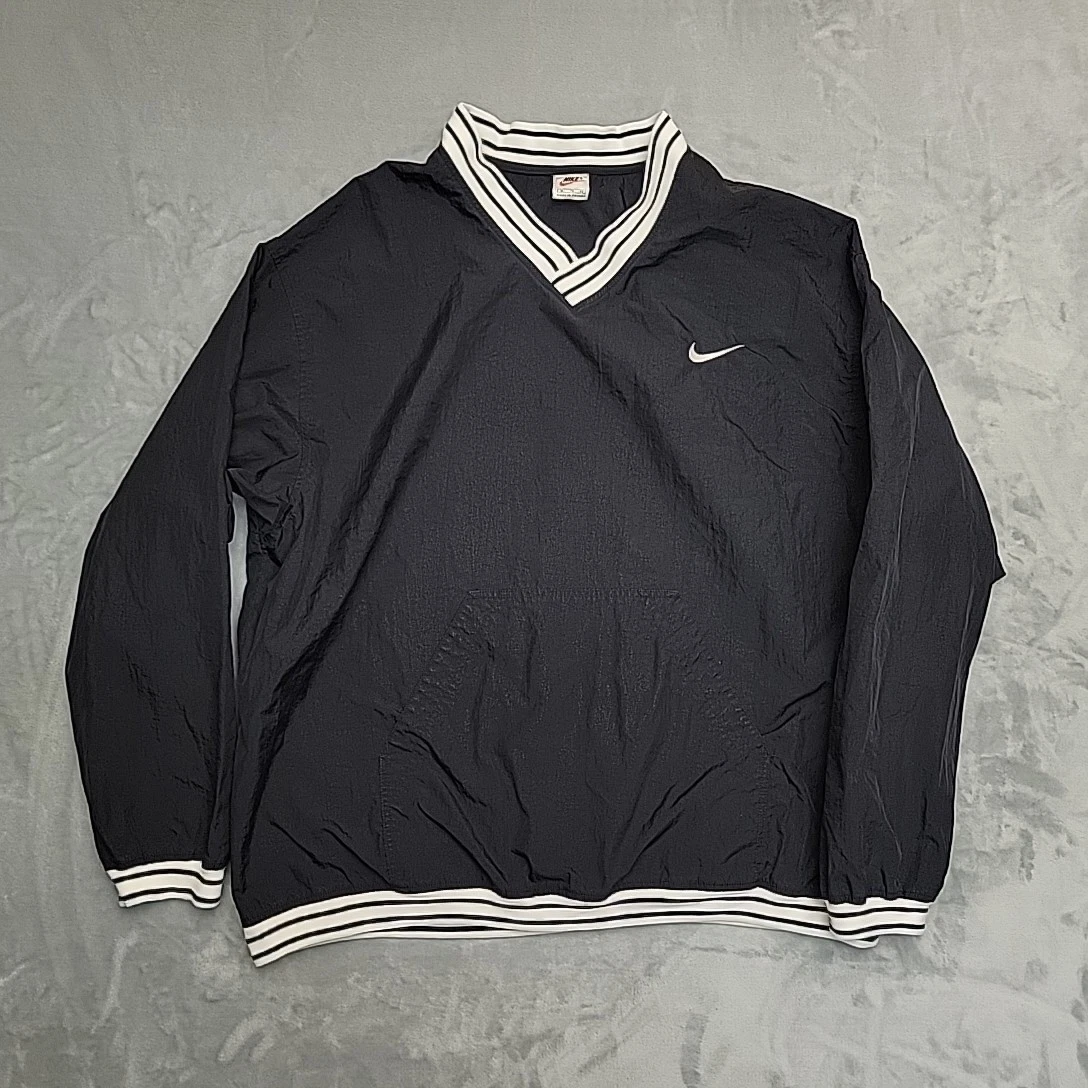 Vintage Nike Jacket Mens XL Black Pullover Windbreaker Swoosh Golf Y2K Athletic