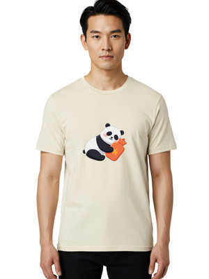 Panda-Hugging-Molotov-Cocktail Mens Graphic Tee, 100% Cotton, Casual Summer Wear