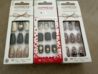 3 IMPRESS LIMITED EDITION press on manicure 2 M 1 S please look photos