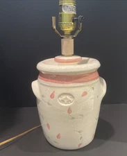 Stoneware Studio Art Pottery Table Lamp Floral Cottage Country Farmhouse Marked