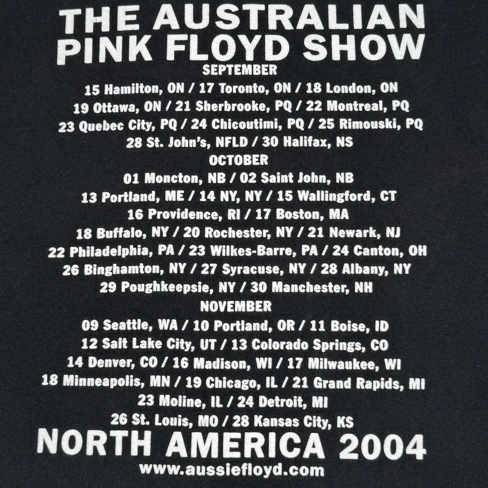 Vintage Australian Pink Floyd Show Shirt Mens Large Black 2004 Tour Band 00s - Image 3 of 4