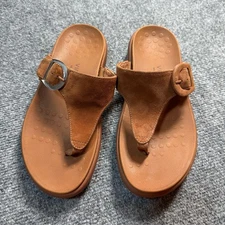 Vionic Sandals Womens 6.5 Brown Suede Open Toe Slip On Flip Flop Activate RX