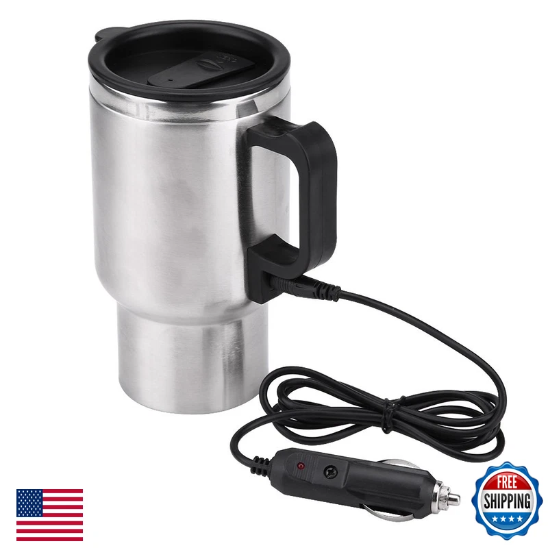 Ejoyous Electric Car Kettle 16 Oz Stainless Steel Heated Travel Mug Water