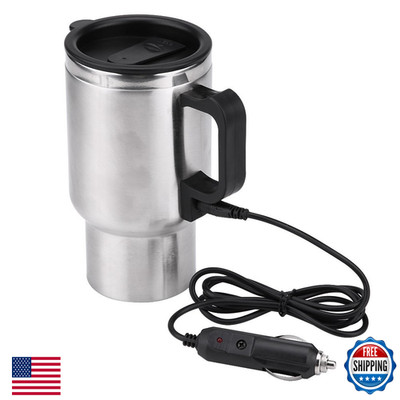 Ejoyous Electric Car Kettle 16 Oz Stainless Steel Heated Travel Mug Water