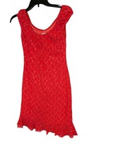 Pink Lace Sleeveless Knee-Length Dress With Scoop Neckline & Ruffle Hemline