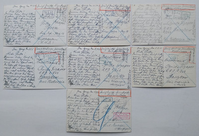 7 postcard Den Haag postal item deployment West/German official post Netherlands 1941/42