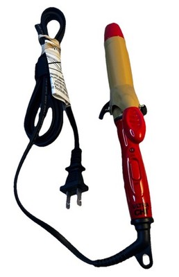 Ultra CHI 1  Ceramic Curling Iron Red Gold Hair Curler Working NWOT